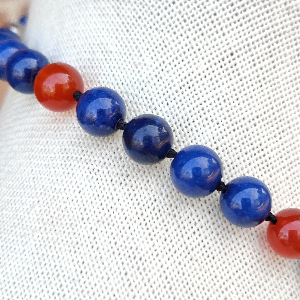 Vintage lapis lazuli and carnelian necklace - Picture 4 of 8